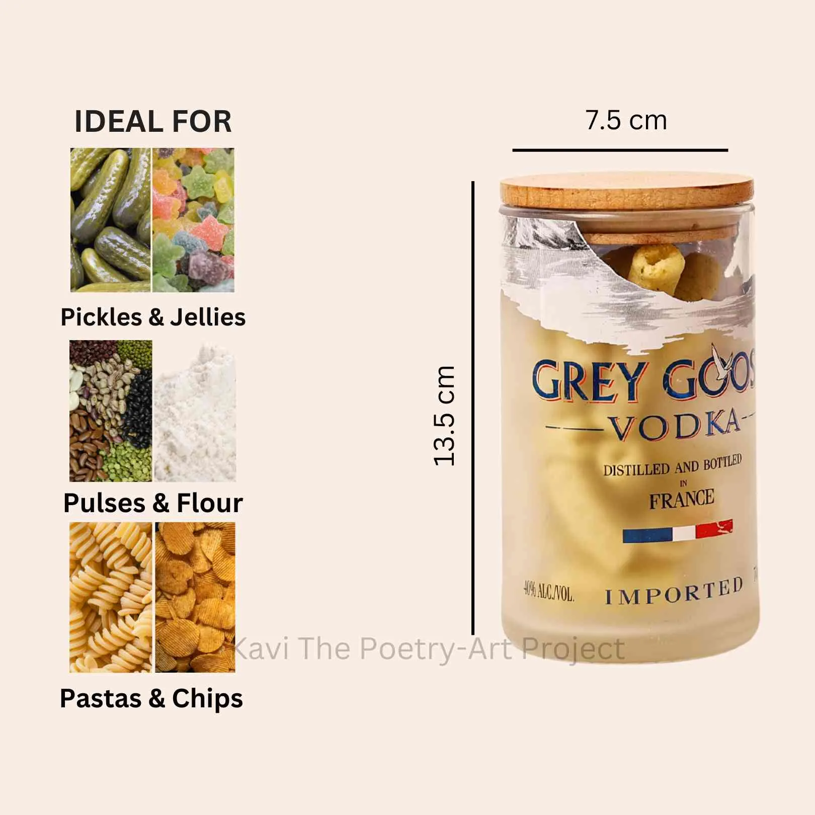 Eco friendly Grey Goose Bottle Jars (Set of Four)