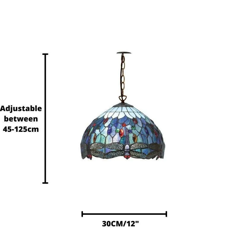 Interiors 1900 Blue Dragonfly Small Tiffany Ceiling Light