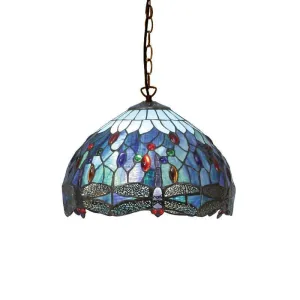 Interiors 1900 Blue Dragonfly Small Tiffany Ceiling Light