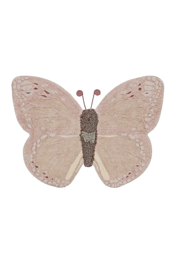Lorena Canals Animal Rugs Baby Butterfly Machine Washable Cotton Rug - 90x120cm