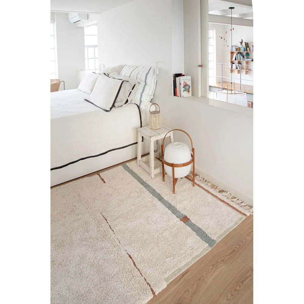 Lorena Canals Maxi Rugs Lane Natural - Vintage Blue Machine Washable Cotton Rug - 200x300cm (Pre-Order; Est. Delivery in 4-8 Weeks)