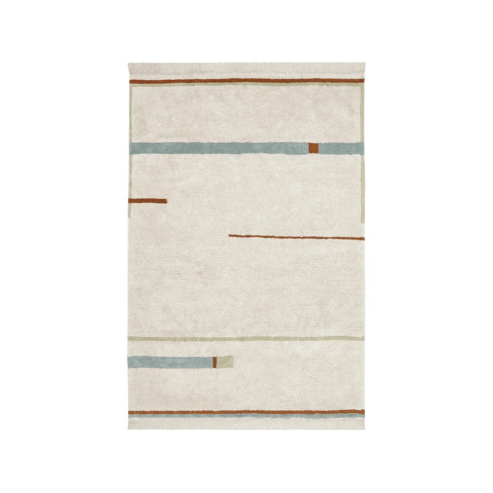 Lorena Canals Maxi Rugs Lane Natural - Vintage Blue Machine Washable Cotton Rug - 200x300cm (Pre-Order; Est. Delivery in 4-8 Weeks)