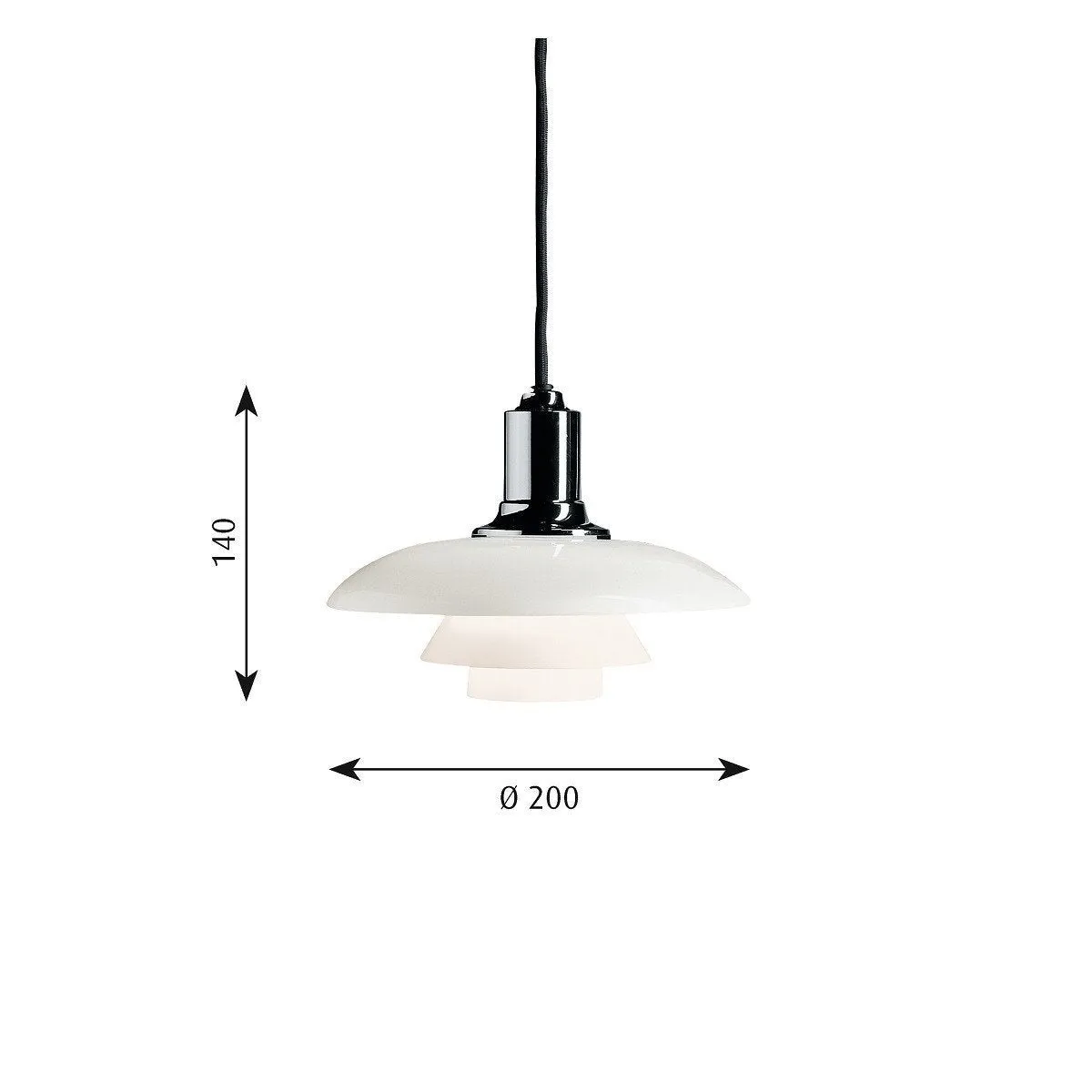 Louis Poulsen Ph 2/1 Pendant, Chrome Plated