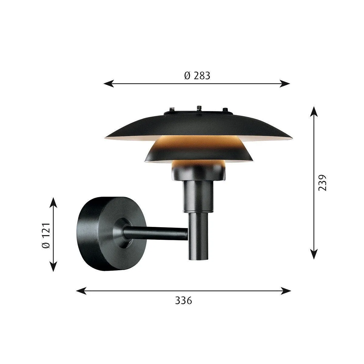 Louis Poulsen Ph 3 21/2 Outdoor Wall Lamp, Black