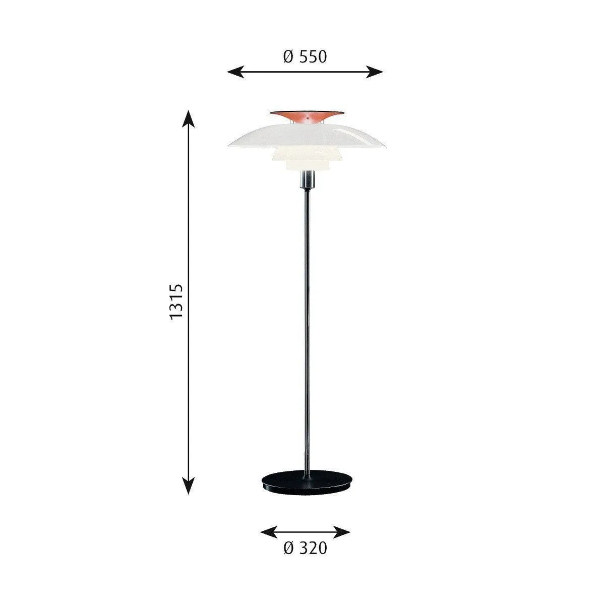 Louis Poulsen Ph 80 Floor Lamp, Acrylic Opal White
