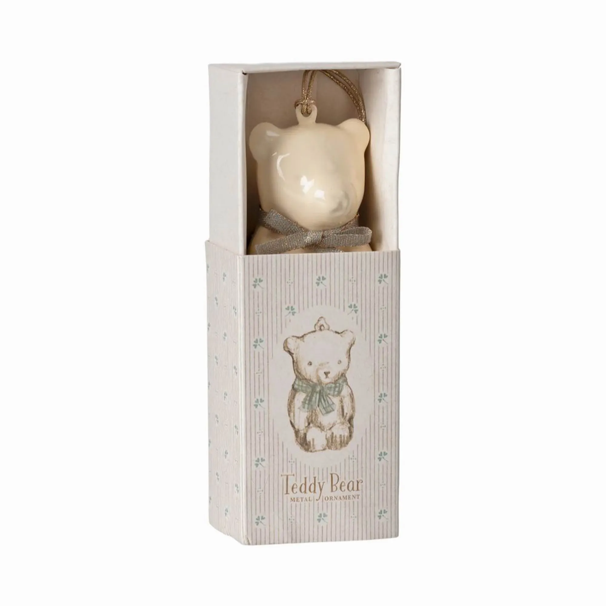 Maileg Metal Ornament, Teddy Bear – Off White/Blue