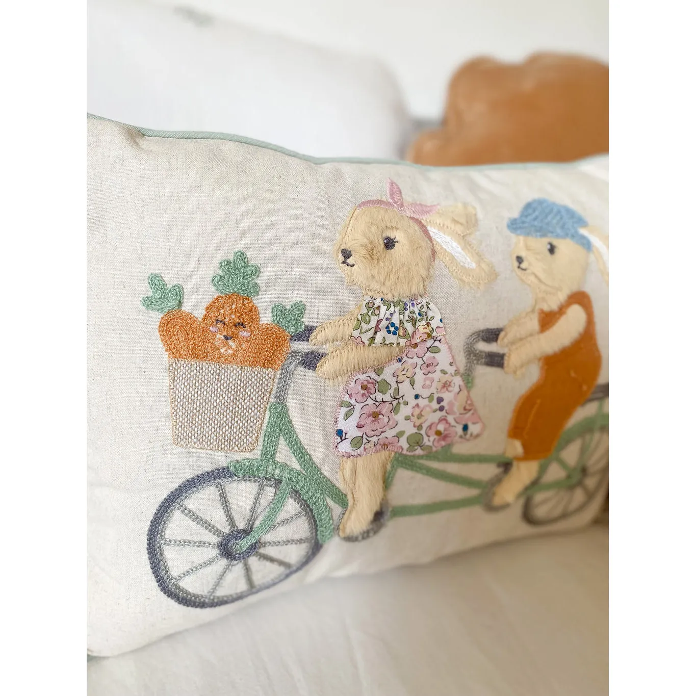 Mon Ami Bunny Bike Ride Pillow