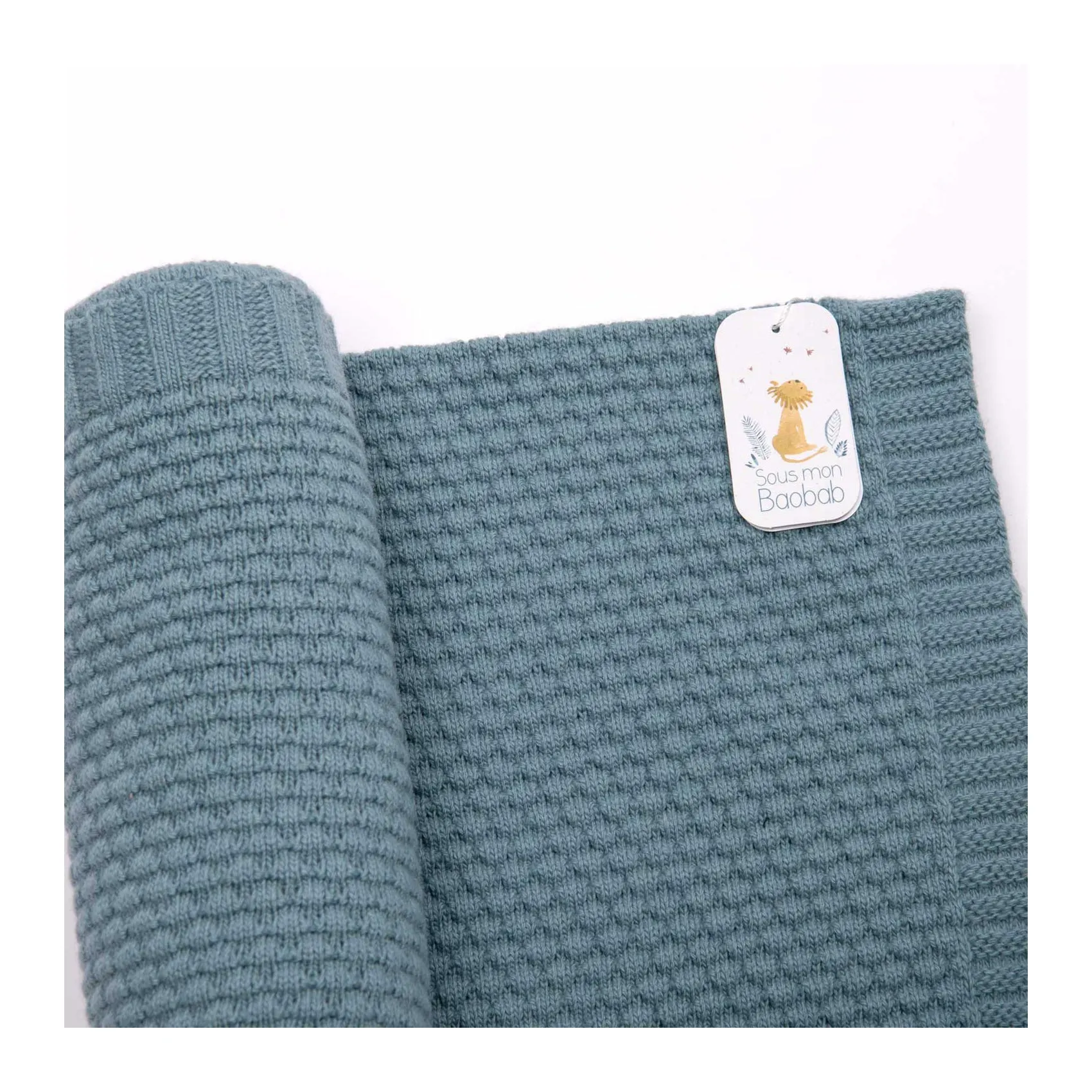 Moulin Roty Sous Mon Baobab Blue Mixed Wool Blanket