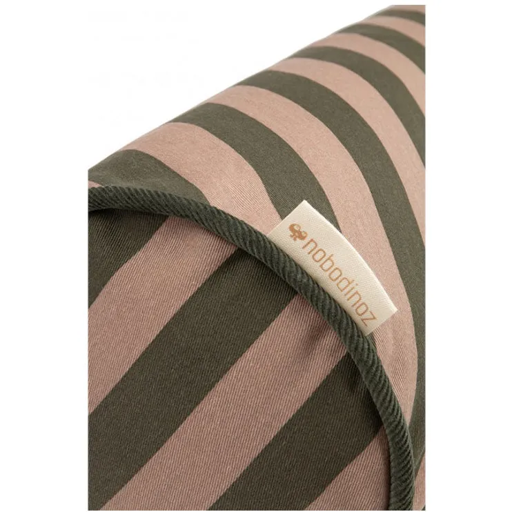nobodinoz Majestic Cylindric Cushion Green Taupe Stripes