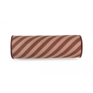 nobodinoz Majestic Cylindric Cushion Marsala Taupe Stripes