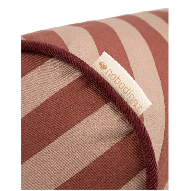 nobodinoz Majestic Cylindric Cushion Marsala Taupe Stripes
