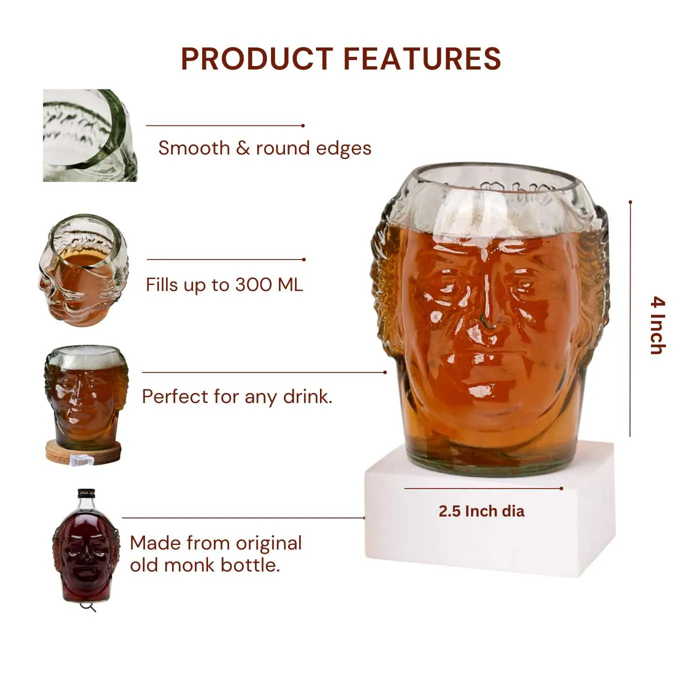 Old Monk Small Face Glass Gift Set