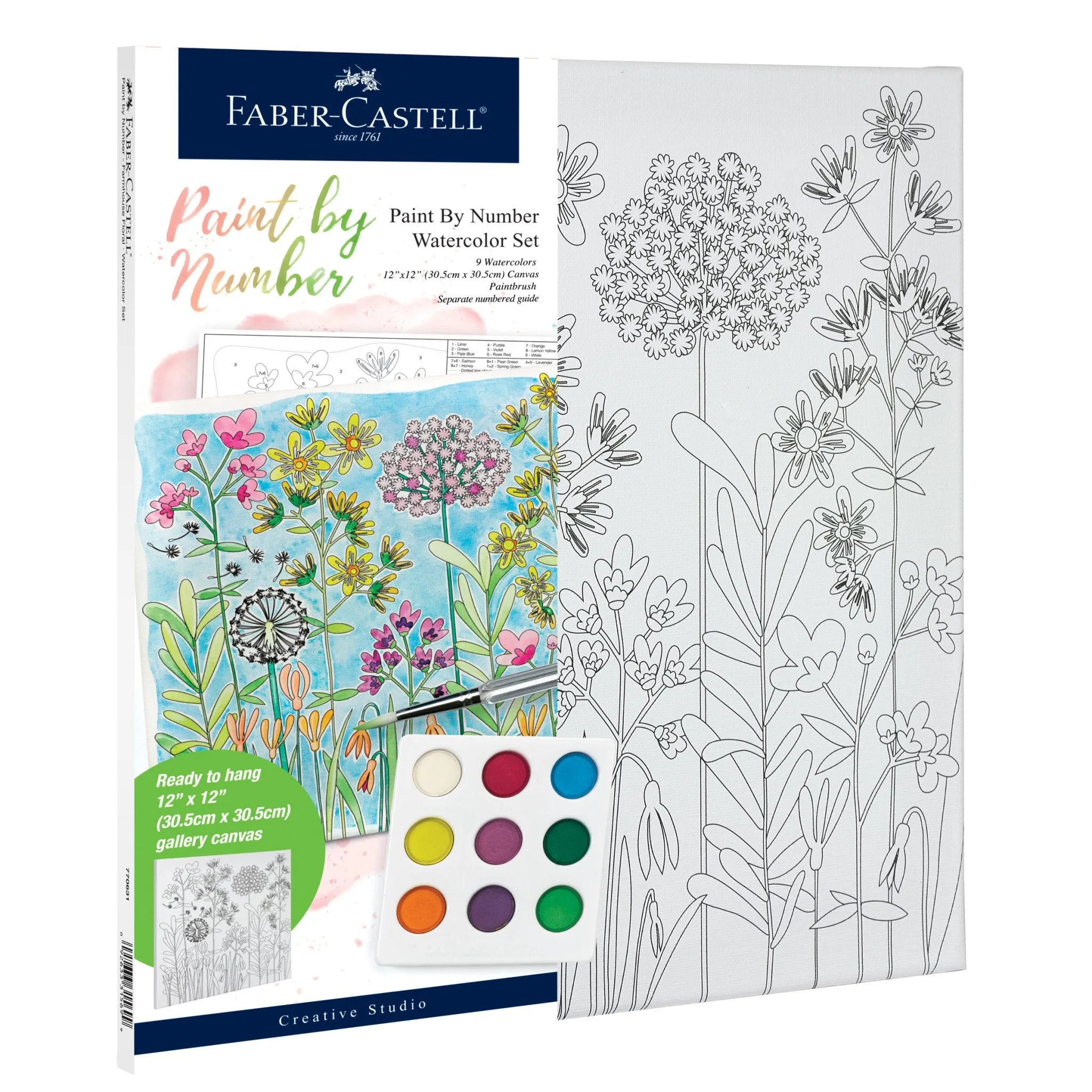 Paint By Number Watercolor Set - Farmhouse Floral