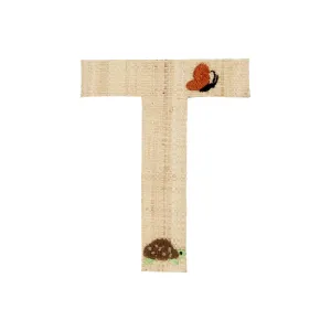 Rice DK Raffia Sticker Letter in Nature With Butterfly and Turtle Embroidery - T