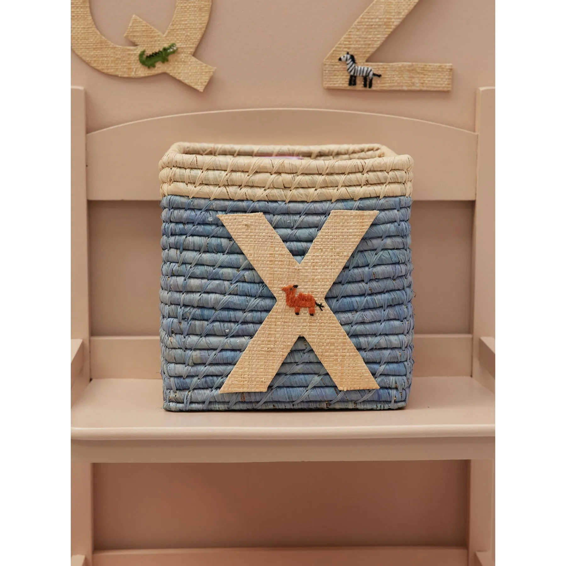 Rice DK Raffia Sticker Letter in Nature with Camel Embroidery - X