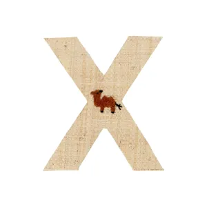 Rice DK Raffia Sticker Letter in Nature with Camel Embroidery - X
