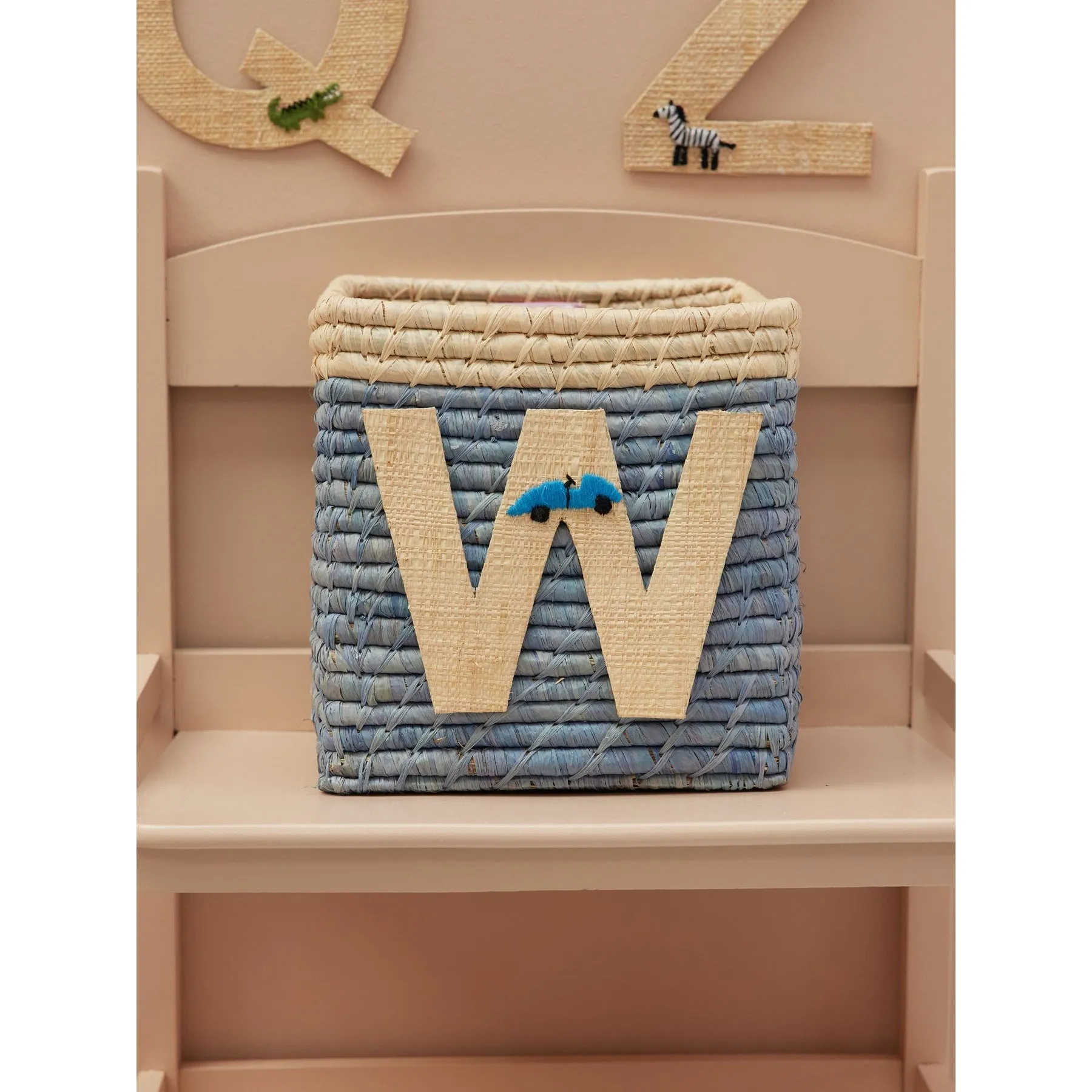 Rice DK Raffia Sticker Letter in Nature With Car Embroidery - W