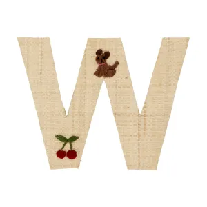 Rice DK Raffia Sticker Letter in Nature with Cherry and Dog Embroidery - W