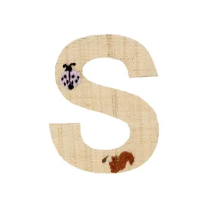 Rice DK Raffia Sticker Letter in Nature with Ladybug and Squirrel Embroidery - S