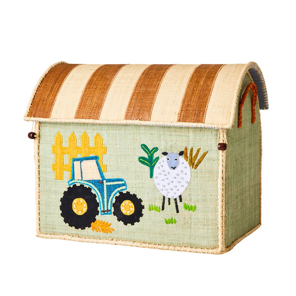 Rice DK Raffia Toy Baskets with Farm Theme