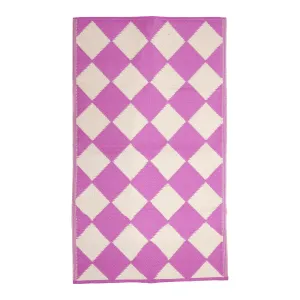 Rice DK Recycled Plastic Runner with Soft Pink Harlequin Checkers