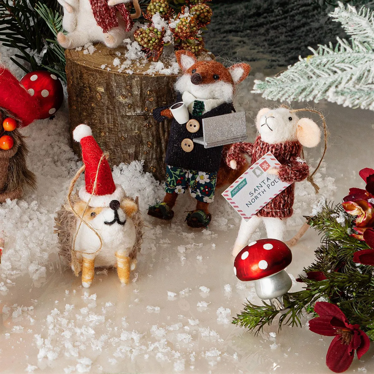 RJB Stone Mouse with Letter To Santa Felt Hanging Decoration