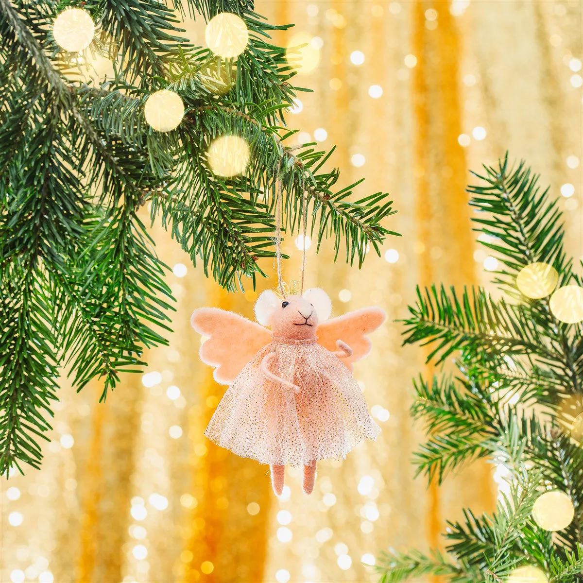 RJB Stone Pink Princess Fairy Mouse Felt Hanging Decoration