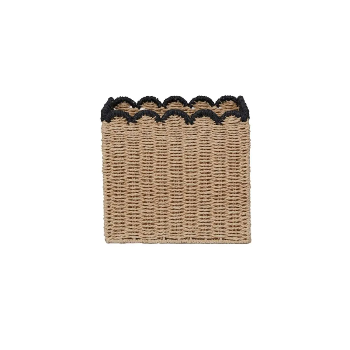 Scalloped Black Tip Cube Basket Mocka
