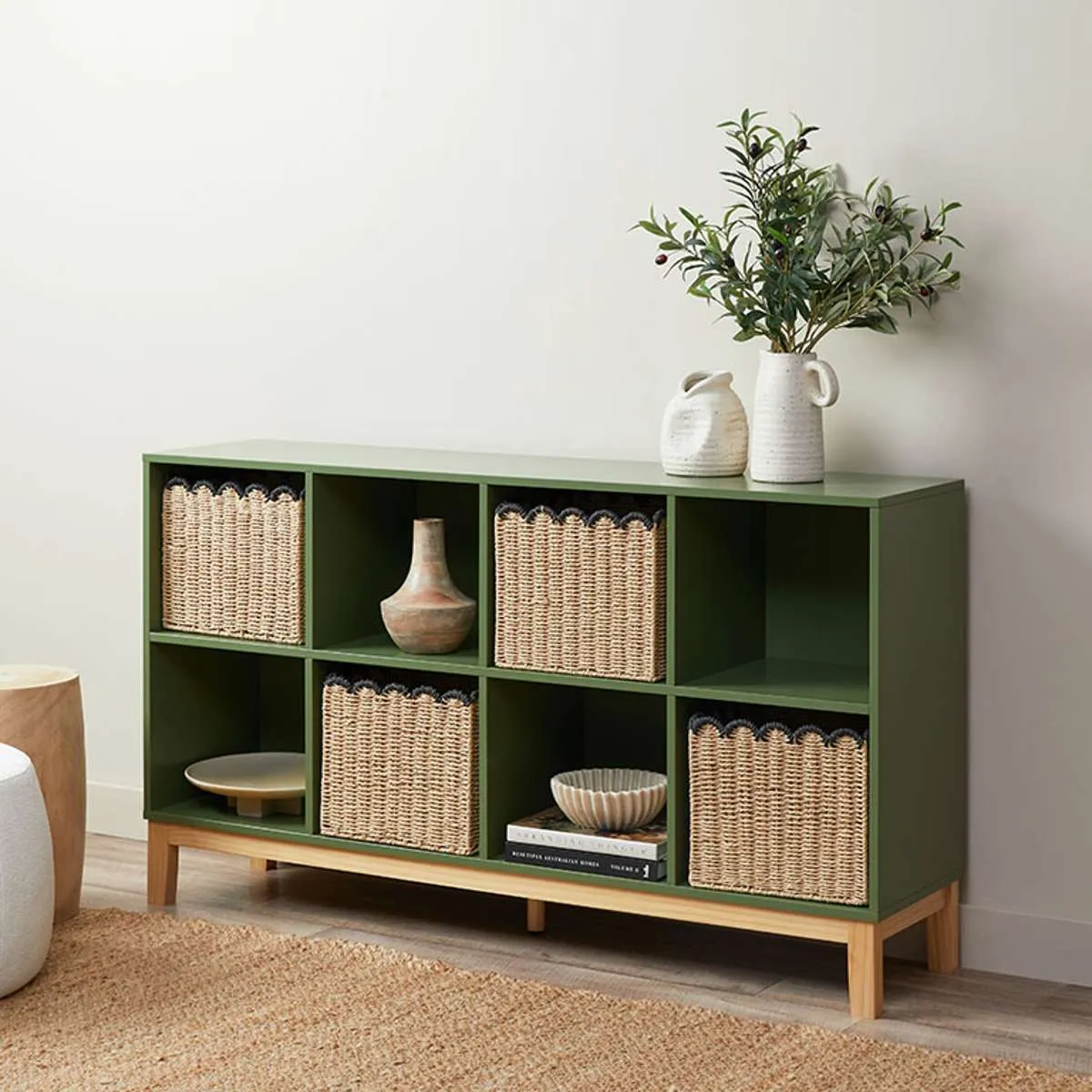 Scalloped Black Tip Cube Basket Mocka