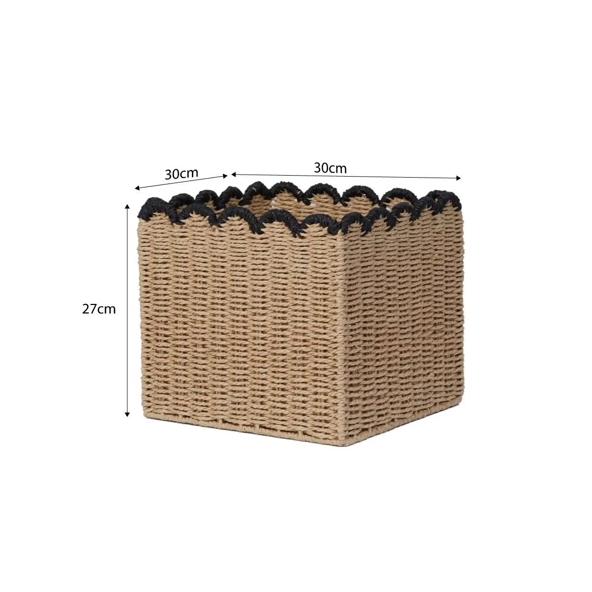Scalloped Black Tip Cube Basket Mocka