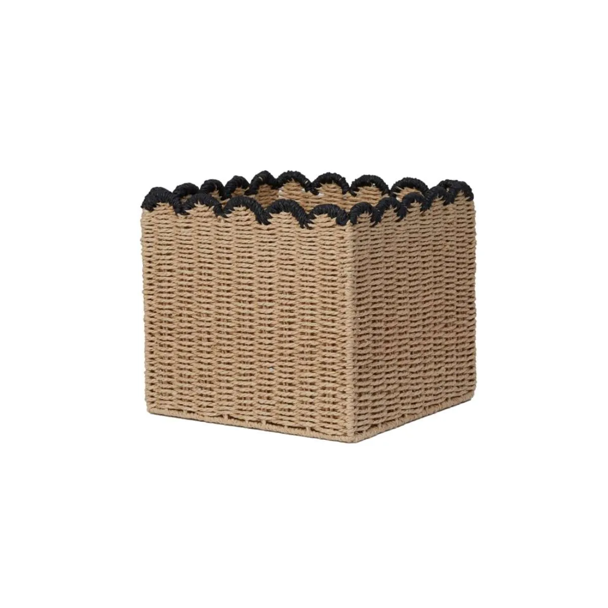 Scalloped Black Tip Cube Basket Mocka