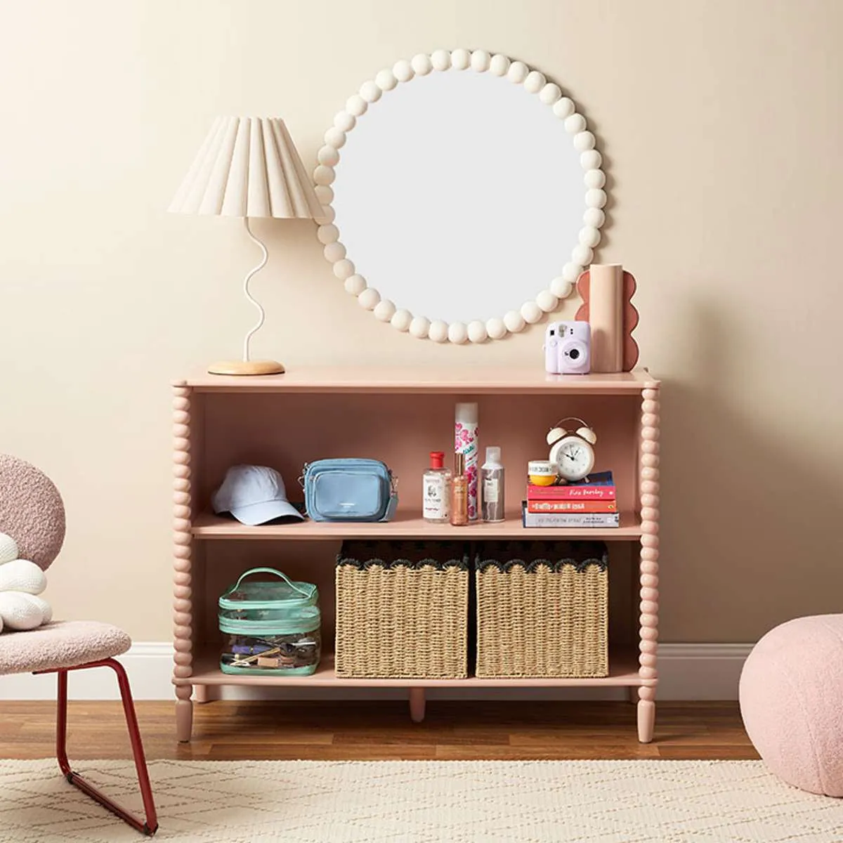 Scalloped Black Tip Cube Basket Mocka