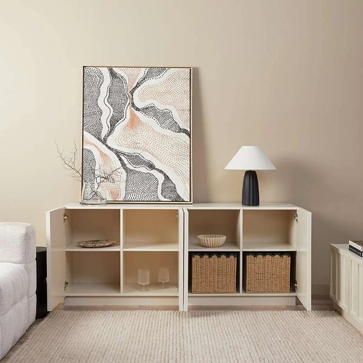 Scalloped Black Tip Cube Basket Mocka