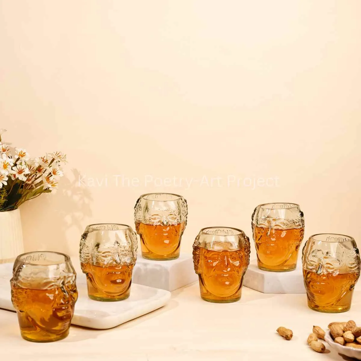 Small Old Monk Face Glasses 300ML (Set of 6)