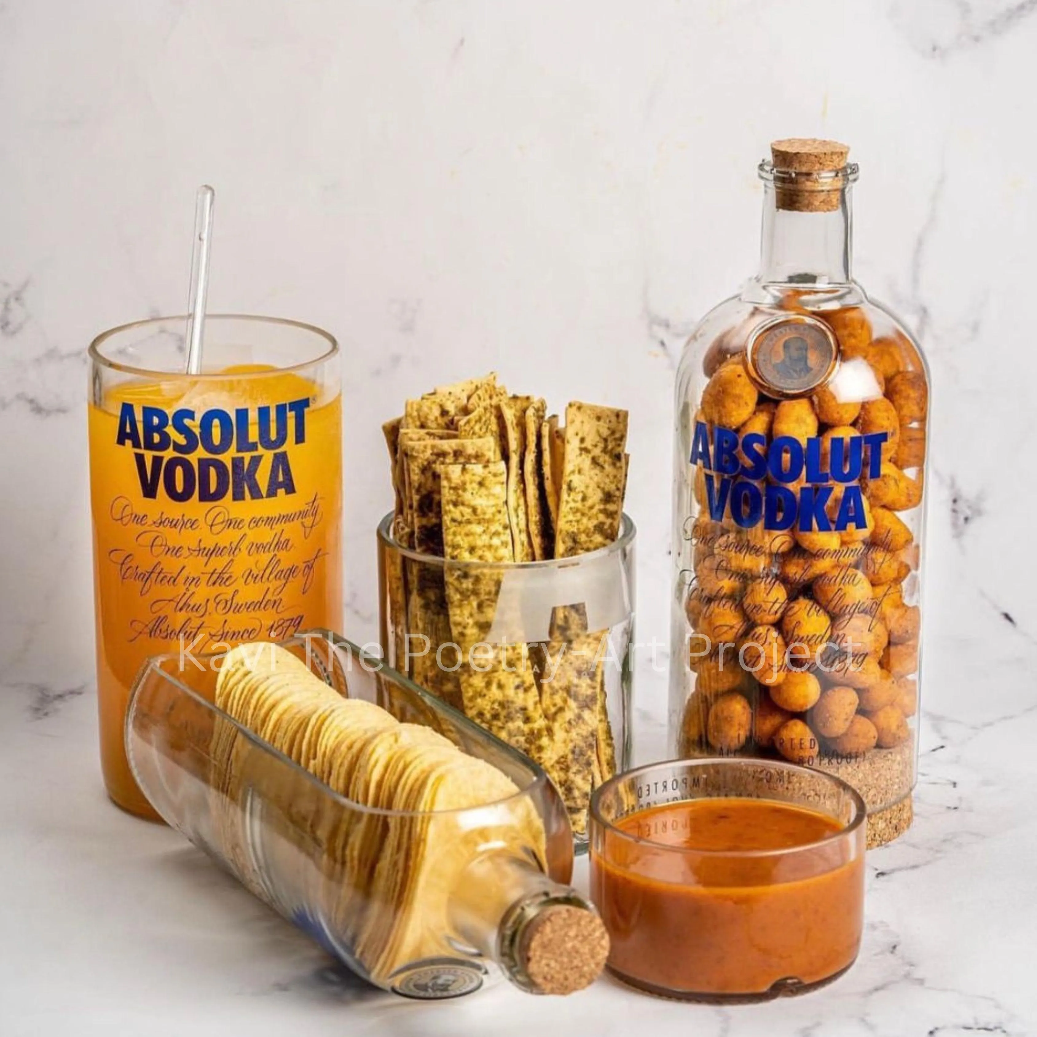 Upcycled Absolut Vodka Glasses