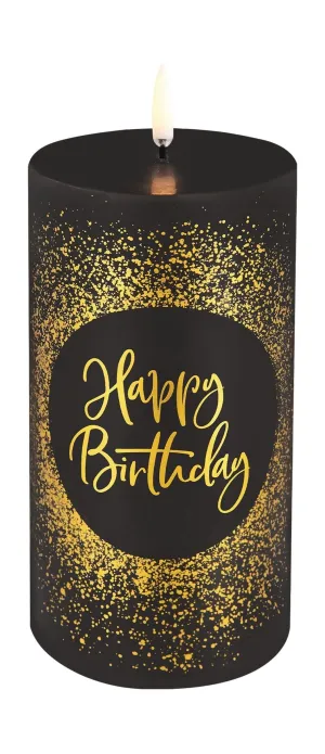 Uyuni Lighting Led Pillar Birthday Candle H 15 Cm, Black